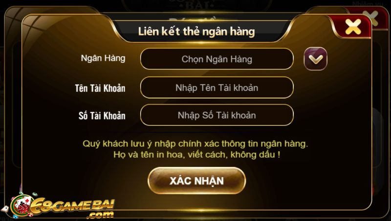 Liên kết tài khoản ngân hàng trước khi rút tiền