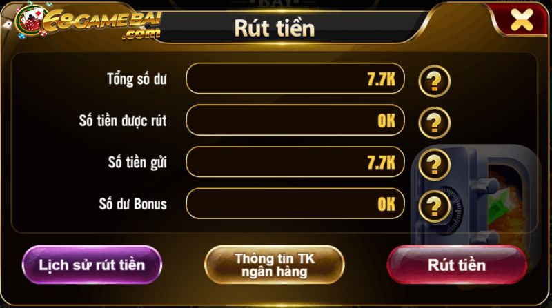 Những thao tác cần thực hiện để rút tiền tại 68gamebai