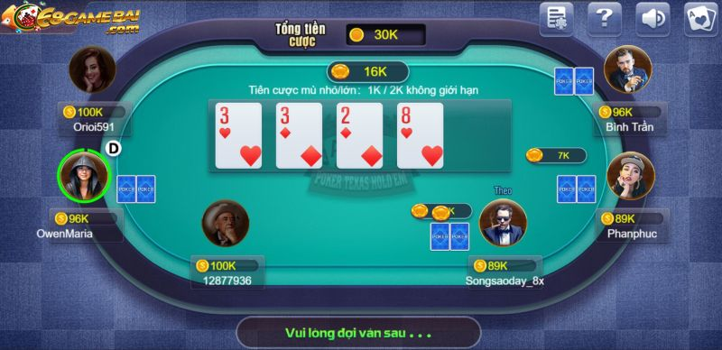 Tìm hiểu về Poker Texas Hold'em 68 game bài