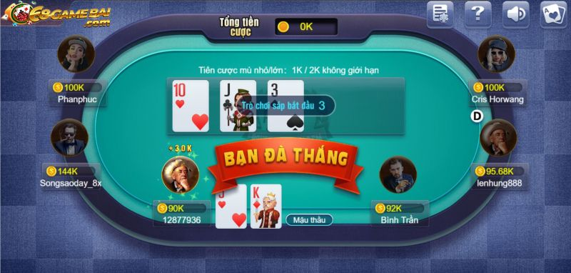 Luật chơi Poker Texas Hold'em tại 68gamebai như thế nào?