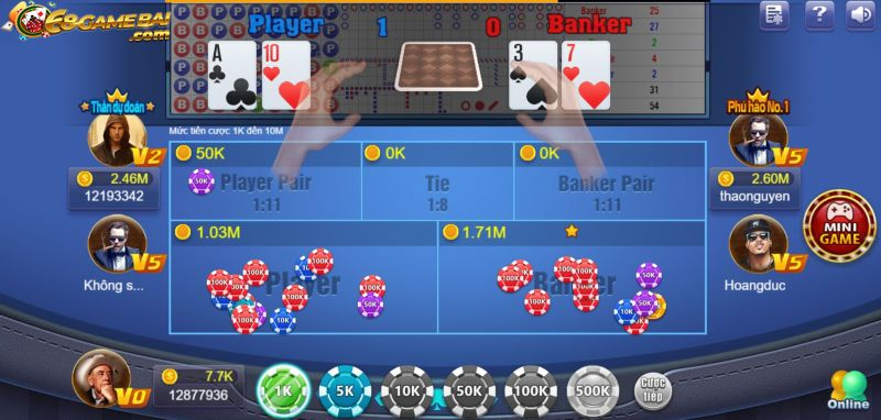 Tỷ lệ cược trong Baccarat 68gamebai