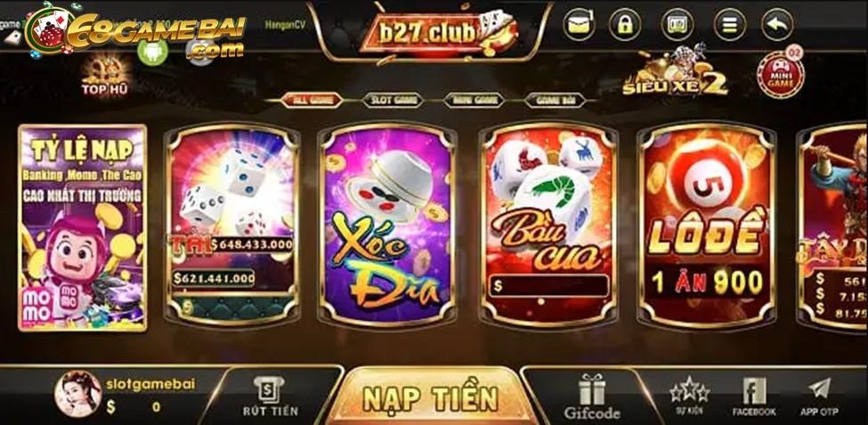 Sảnh game cá cược B27 club