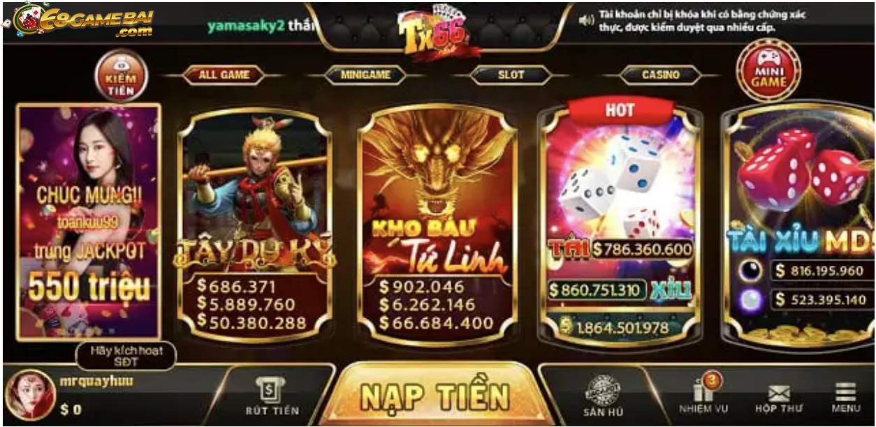 Kho tàng game tại TX66 Club khá đa dạng và phong phú