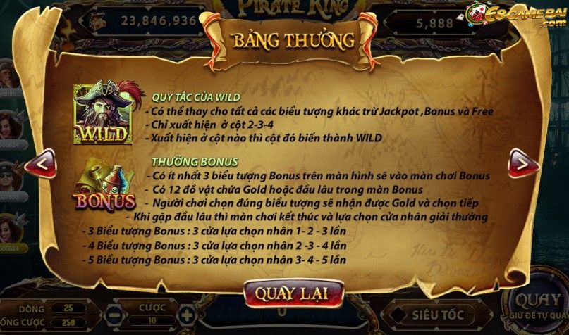 Những biểu tượng trong game Pirate King