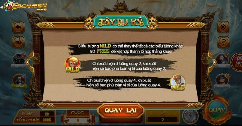 Thông tin về các biểu tượng trong game Tây Du Ký 68gamebai