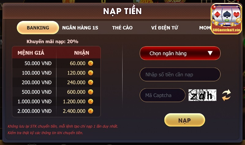 Hướng dẫn nạp tiền King86 nhận ngàn ưu đãi hấp dẫn