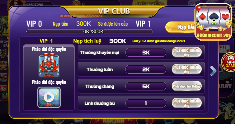 Tỷ lệ trả thưởng Vip cao