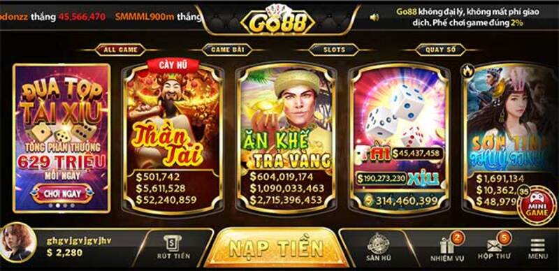 Một số slot game nổ hũ hấp dẫn tại Go88
